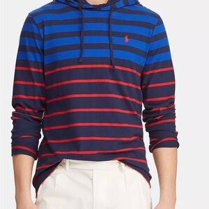 Polo Ralph Lauren Men’s Striped Hooded T-Shirt XXL Tall Long Sleeve 100% Cotton